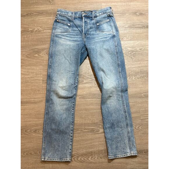 Veronica Beard Ryleigh Straight Leg Jeans Blue Mist Button Fly Size 4 - Picture 2 of 12